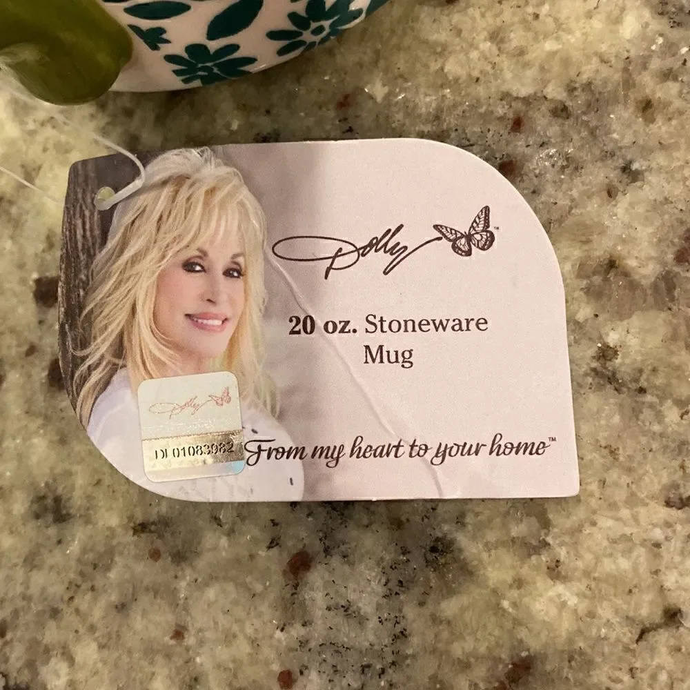 NWT Dolly Parton A Diamond In A Rhinestone World Green Floral Coffee Mug